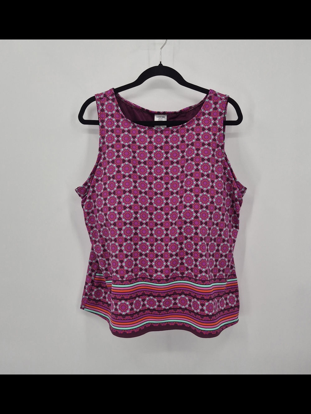 Lands' End Tankini Swim Top Womens 22W DDD Plum Floral Medallion Sleeveless
